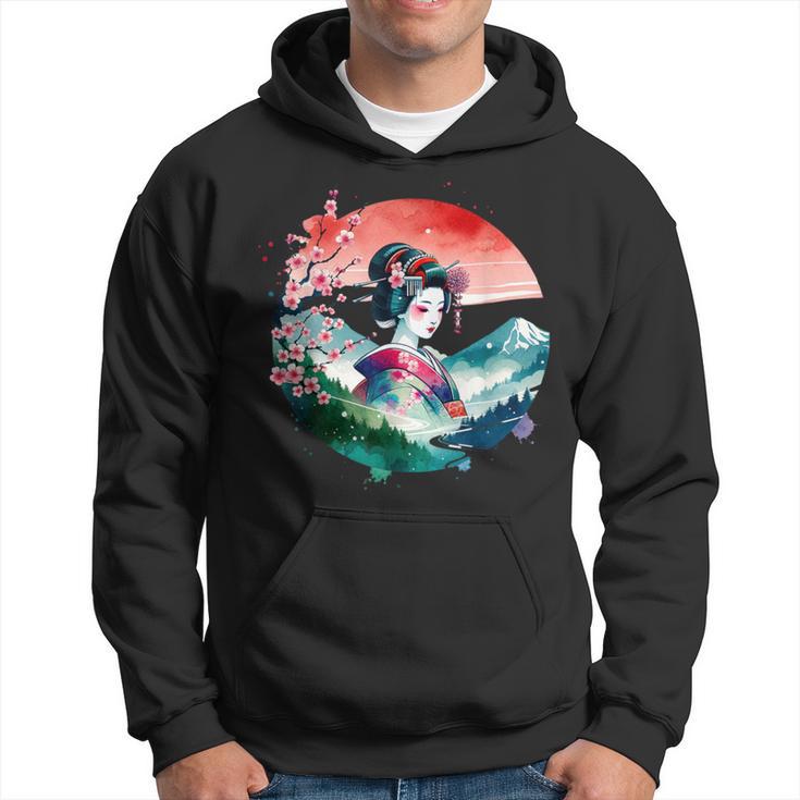 Japan Traditionell Landschaft Geisha Kirschblüte Retro Anime Hoodie