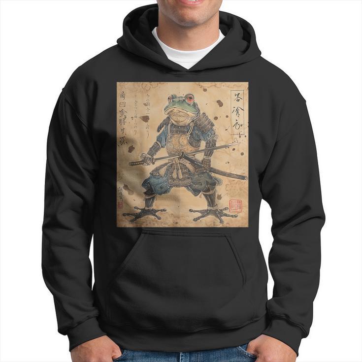 Japanese Samurai Frog In Ukiyo-E Woodblock Style Hoodie