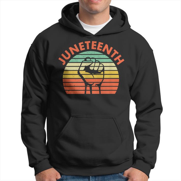 Junenth Raised Fist Vintage Striped Style Hoodie