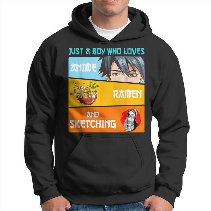 Just A Boy Who Loves Anime Ramen And Sketching Japan Anime Hoodie