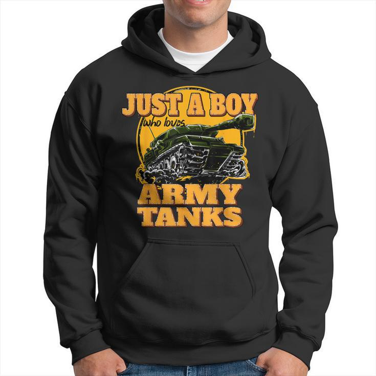 Just A Boy Who Loves Army Tanks Vintage Military Tank Hoodie