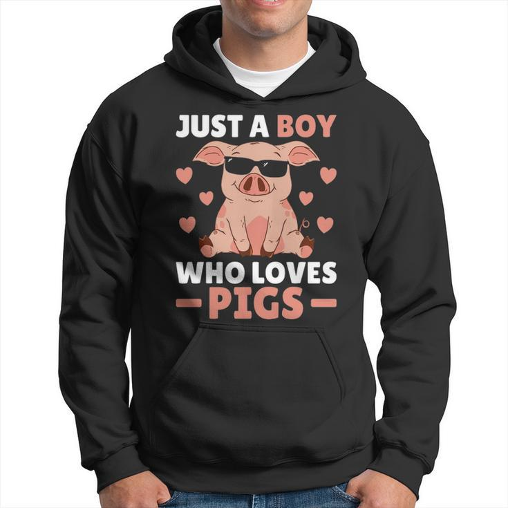 Just A Boy Who Loves Pigs Men Pig Lovers Pig Stuff Hoodie
