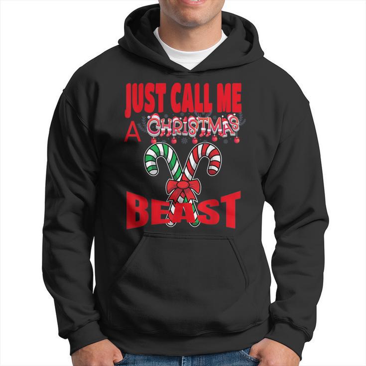 Just Call A Christmas Beast With Cute Crossed Candy Canes Hoodie