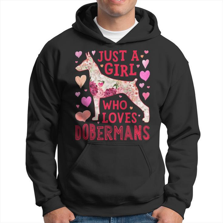 Just A Girl Who Loves Dobermans Dog Silhouette Flower Hoodie