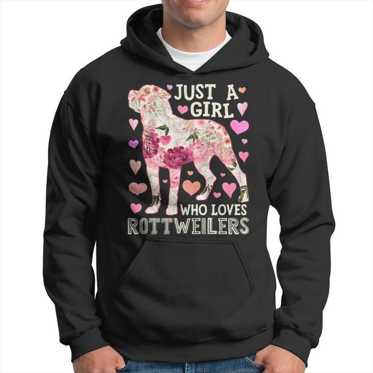 Just A Girl Who Loves Rottweilers Dog Silhouette Flower Hoodie
