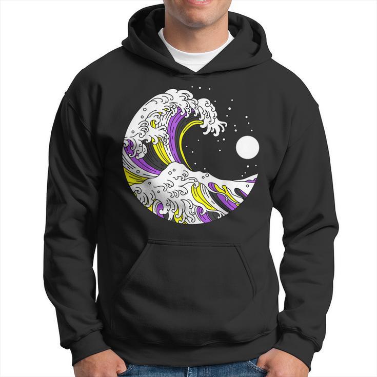 Kanagawa Japanese The Great Wave Of Non-Binary Lgbt Pride Hoodie