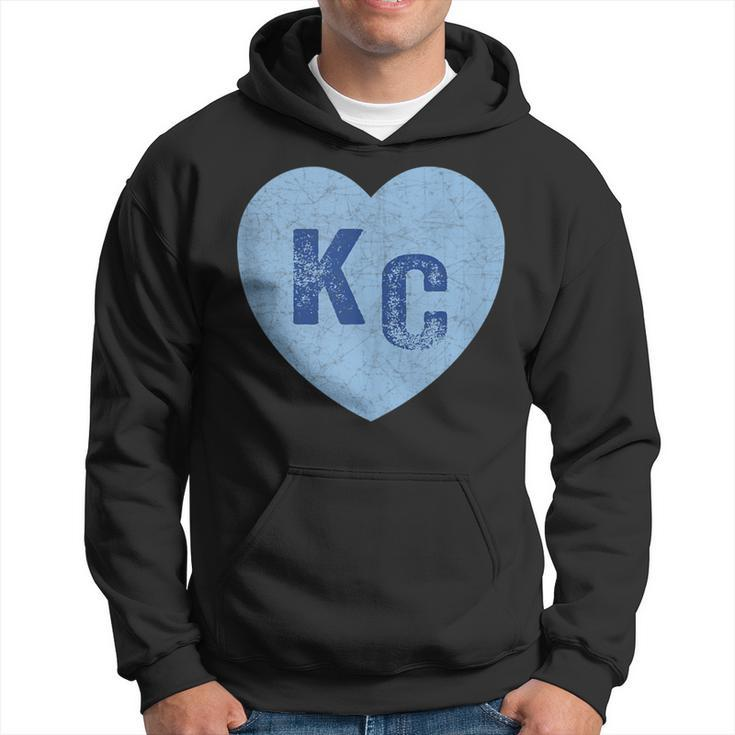 Kansas City Heart Kc Hearts I Love Kc Letters Blue Vintage Hoodie