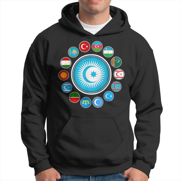 Kasachstan Göktürk Türkei Flagge Schwarzes Hoodie, Türkiye Bayrak Design