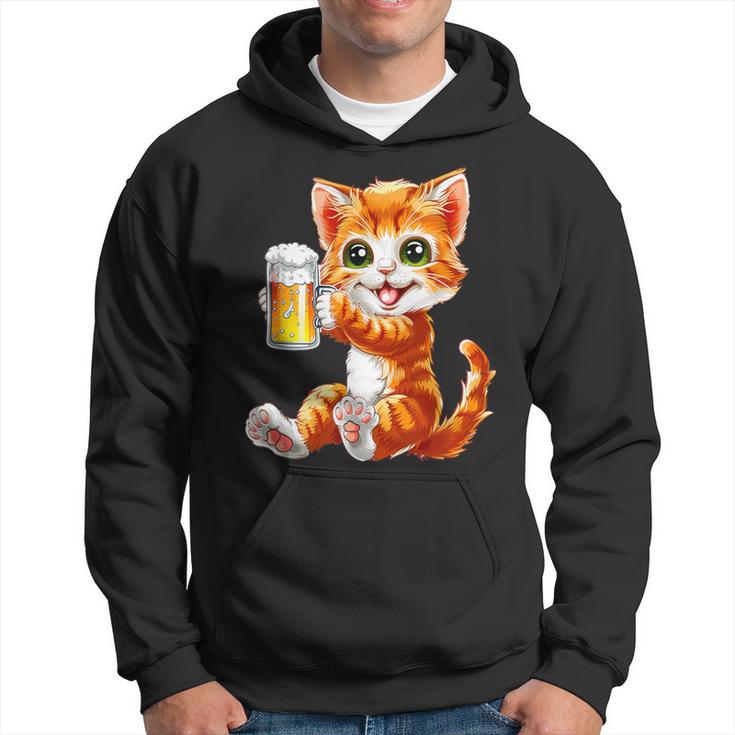 Katze Kater Trinkt Bier Zum Männertag Oderatertag Hoodie