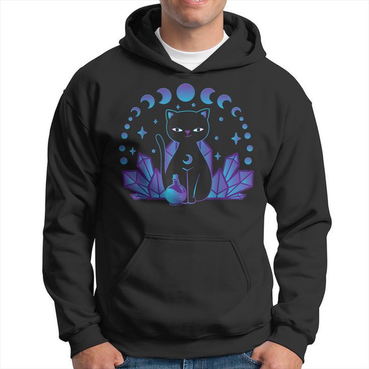 Kawaii Pastel Goth Cat Anime Manga Crystal Black Witchy Hoodie