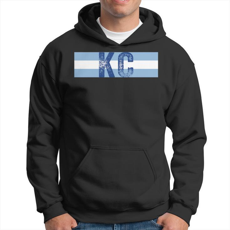 Kc 2 Letters Kansas City Cool Kc Blue Stripes Kc Retro Cool Hoodie