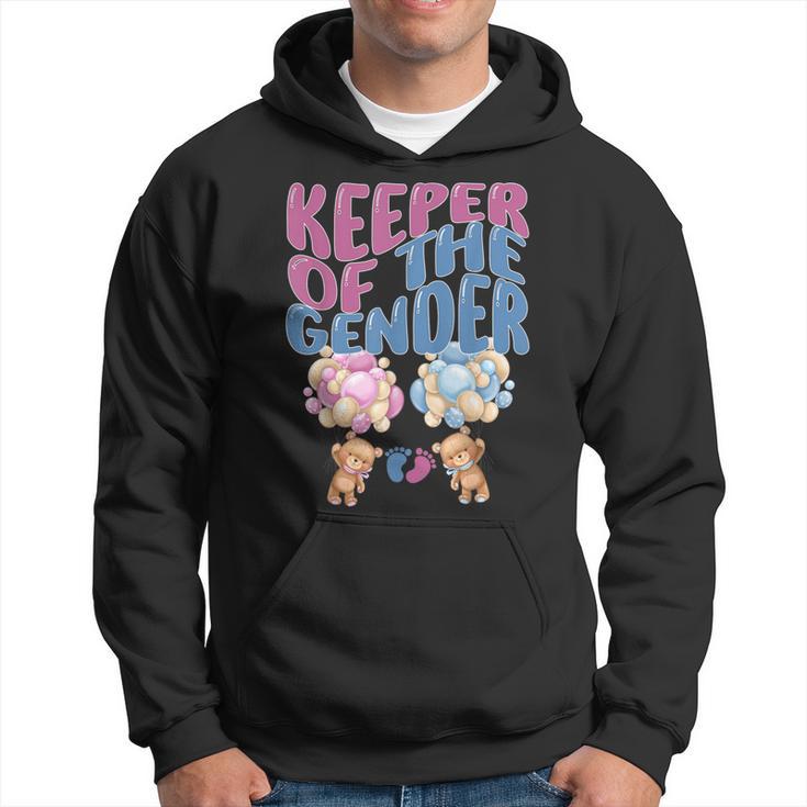 Keeper Of The Gender Reveal T Cute Baby Bear Balloons Hoodie