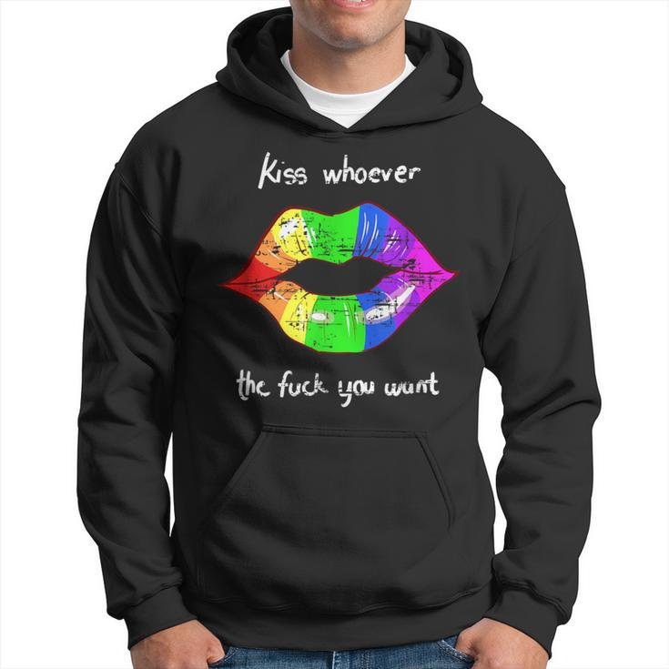 Kiss Whoever The Fuck You Want Vintage Lgbt Rainbow Hoodie