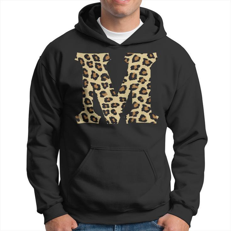 Leopard Cheetah Print Letter M Initial Rustic Monogram Hoodie