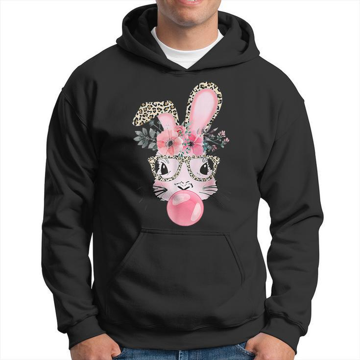 Leopard Print Rabbit Bunny Blowing Bubble Gum Easter Day Hoodie