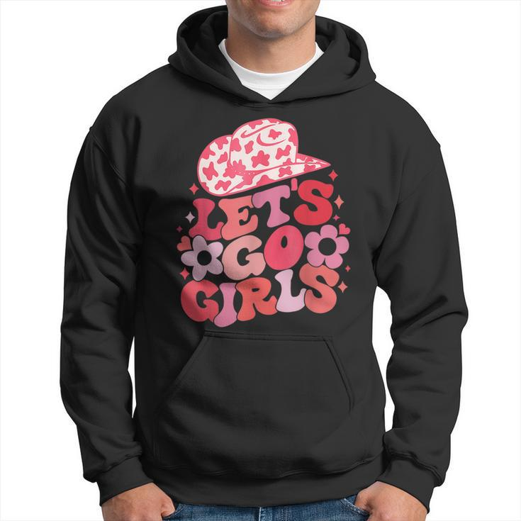 Let's Go Girls Pink Cowgirl Hat Country Valentine Bridesmaid Hoodie