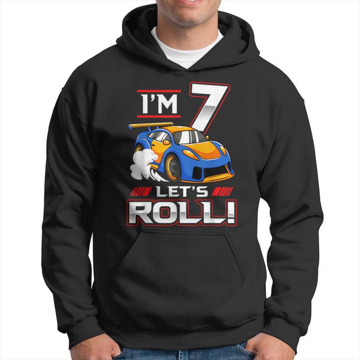 Let's Roll Race Car 7Th Birthday 7 Year Old Boy Racing Hoodie