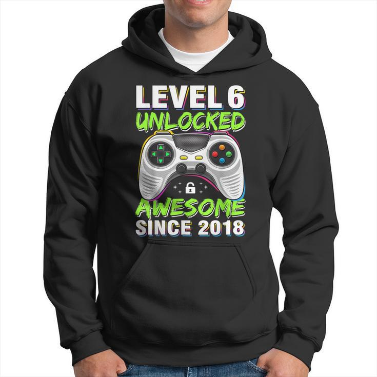 Level 6 Unlocked Awesome Since 2018 6Th Birthday Gaming Boys Hoodie