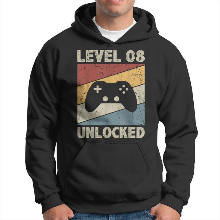 Level 8 Unlocked Video Gamer 8Th Birthday Vintage Hoodie