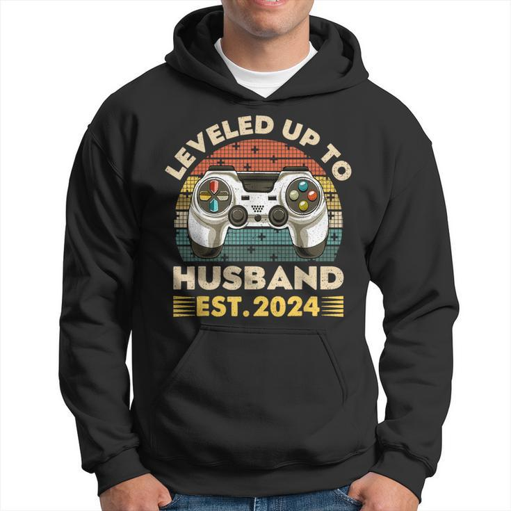 I Leveled Up To Husband Est 2024 Promoted To Hubby Groom Hoodie