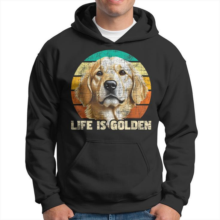 Life Is Golden Retro Vintage Dog Owner Canine Lover Hoodie