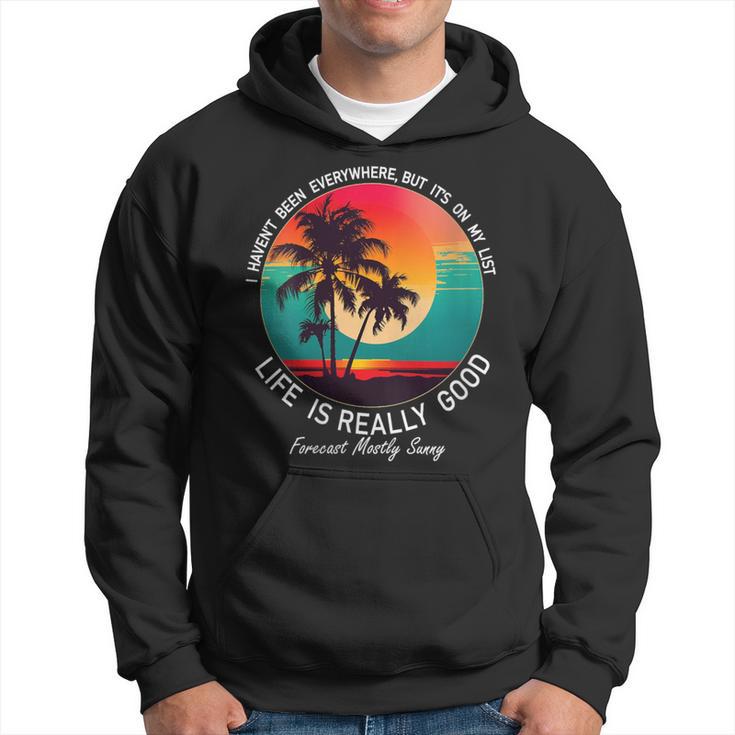 Life Is Really Good Hawaiian Vintage 80S Palm Trees Sunset Hoodie