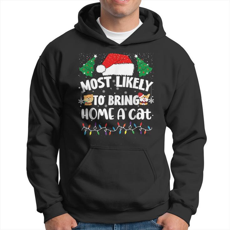 Most Likely To Bring Home A Cat Christmas Family Matching Hoodie