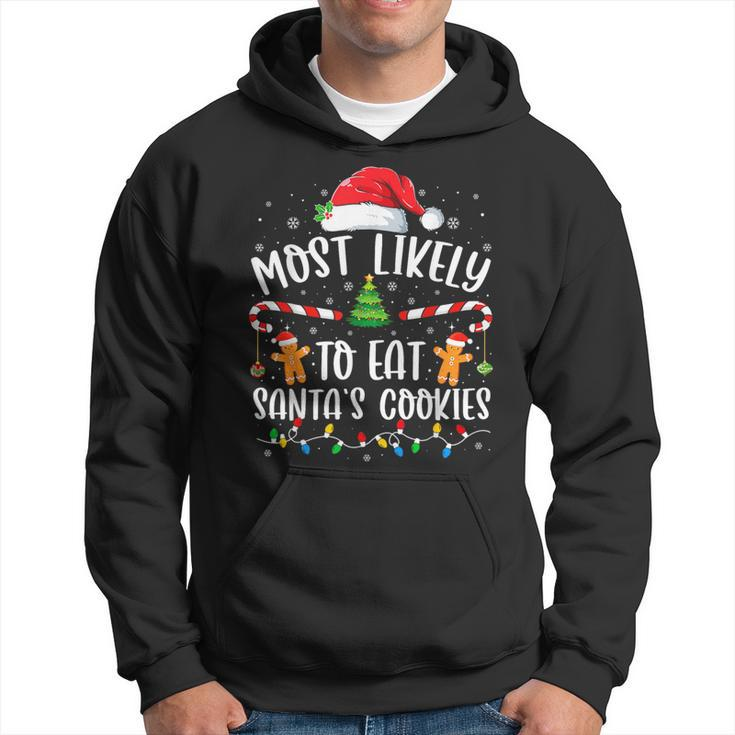 Most Likely To Eat Santas Cookies Xmas Light Hoodie
