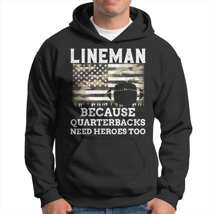 Lineman Football Patriotic American Flag Camouflage Hoodie