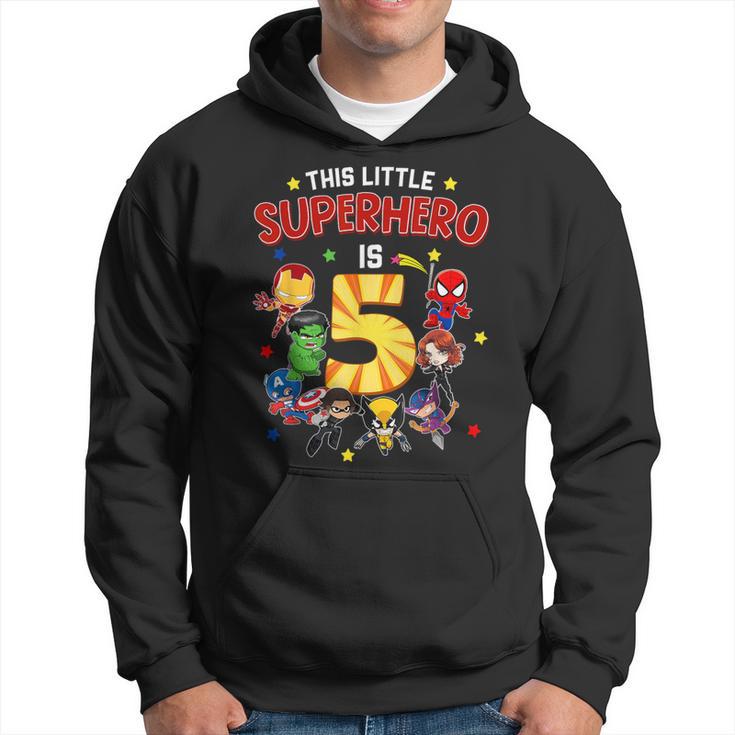 This Little Superhero Is 5 Birthday Superhero 5 Year Old Boy Hoodie