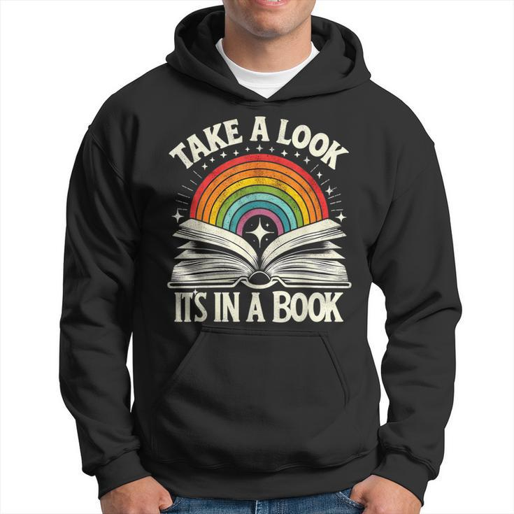 Take A Look A Book Vintage Reading Librarian Rainbow Hoodie