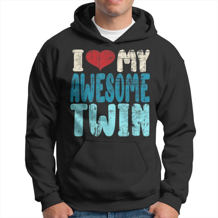 I Love My Awesome Twin Twins Brothers Matching Distressed Hoodie