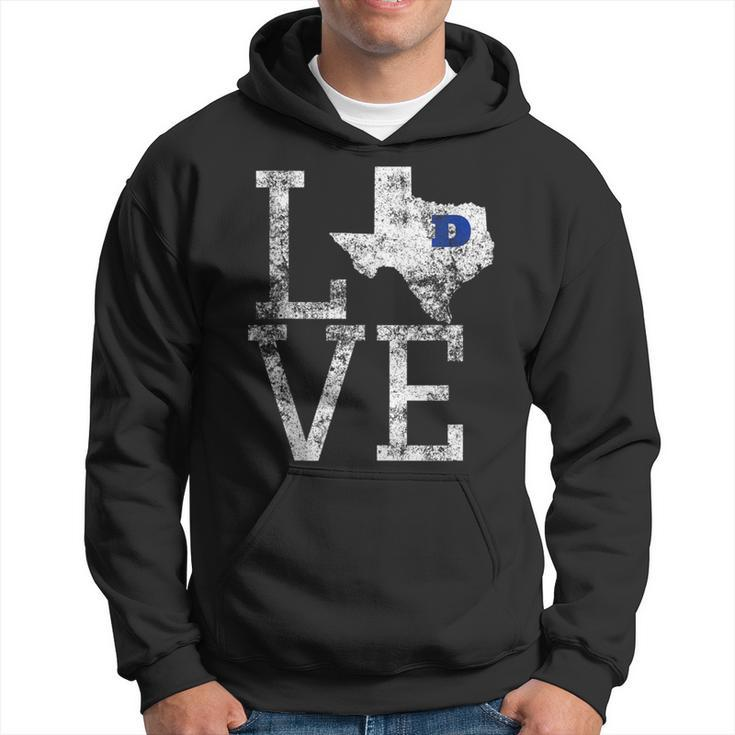 Love Dallas Texas Cowboy Or Cowgirl State Outline Distressed Hoodie