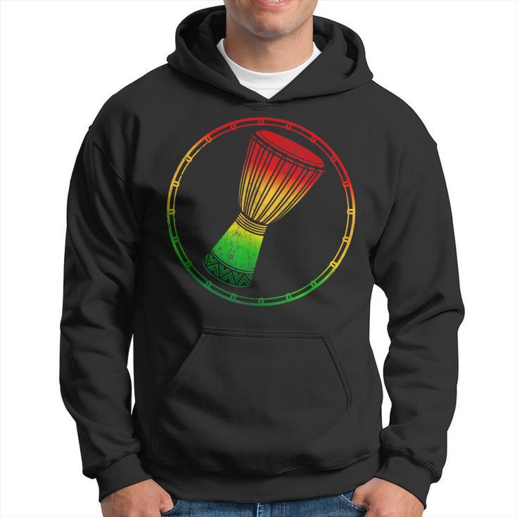 Love Djembe Drum A Rasta Flag Graphic For African Drumming Hoodie