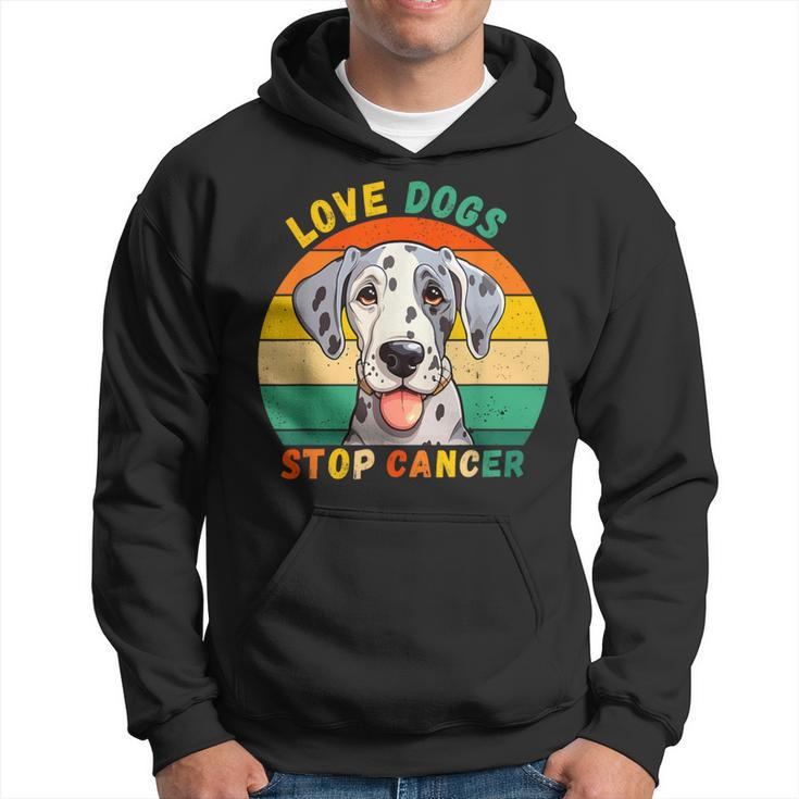 Love Dogs Stop Cancer Vintage Dog Dalmatien Cancer Awareness Hoodie