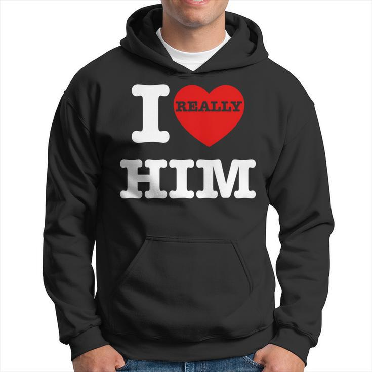 I Love Him I Heart Him Vintage For Couples Matching Hoodie