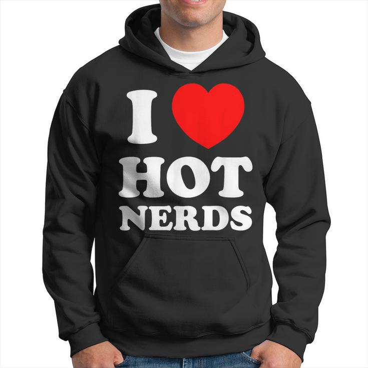 I Love Heart Hot Nerds Adult Geek Hoodie
