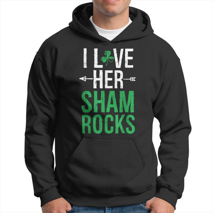 I Love Her Shamrocks Matching St Patrick's Day Couples Hoodie