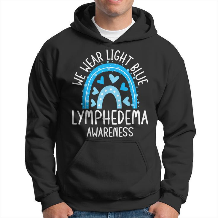 Lymphedema Awareness We Wear Light Blue Rainbow Hoodie