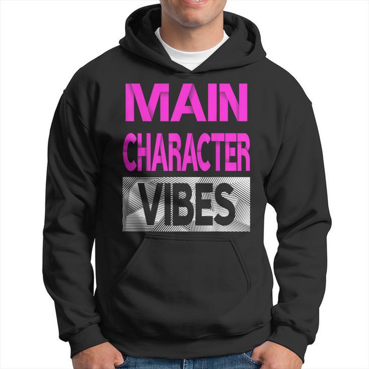 Main Character Vibes Pink Color Graphic Hoodie