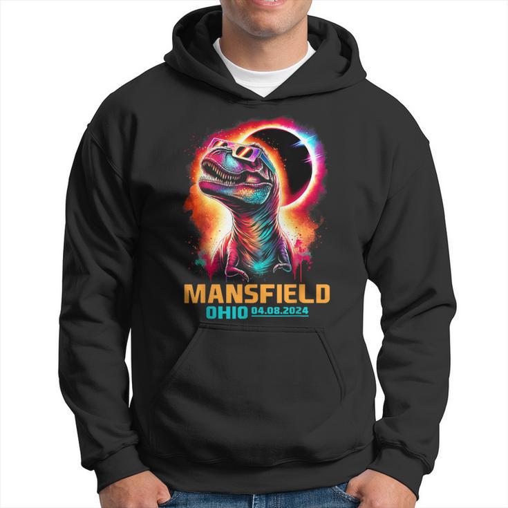 Mansfield Ohio Total Solar Eclipse 2024 T Rex Dinosaur Hoodie