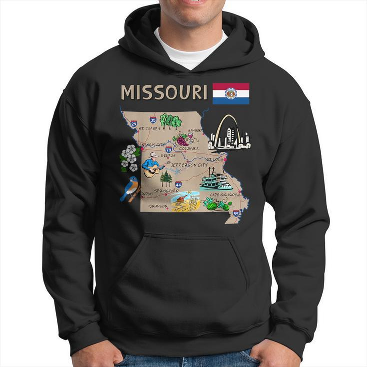 Map Of Missouri Landmarks Major Cities Roads Flag Hoodie