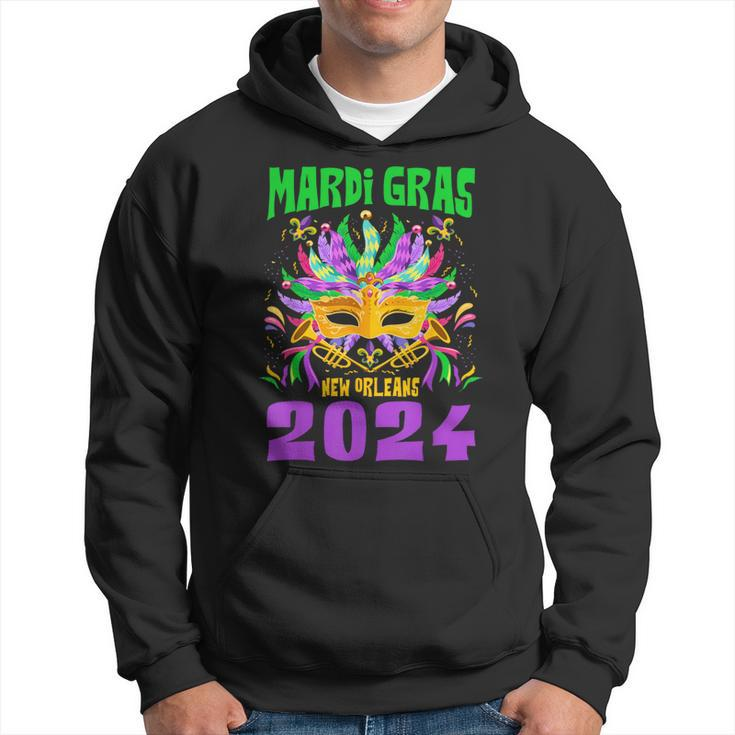 Mardi Gras New Orleans 2024 Jester Mask Matching Group Women Hoodie