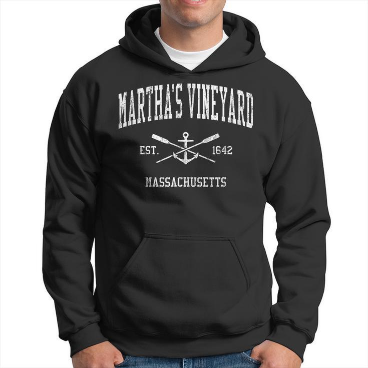 Martha's Vineyard Ma Vintage Crossed Oars & Boat Anchor Spor Hoodie