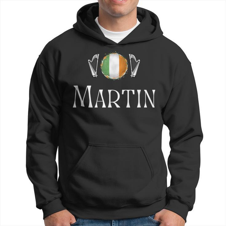 Martin Surname Irish Family Name Heraldic Flag Harp Hoodie