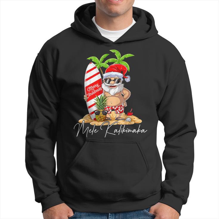 Mele Kalikimaka Hawaii Christmas Surfing Santa Xmas Summer Hoodie