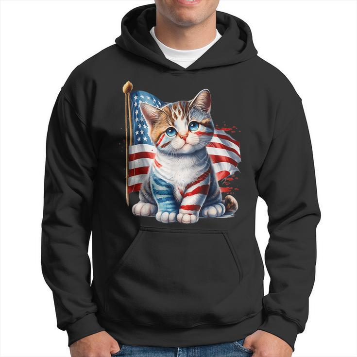 Memorial Day Cat Kitten 4Th Of July Patriotic Usa Flag Hoodie