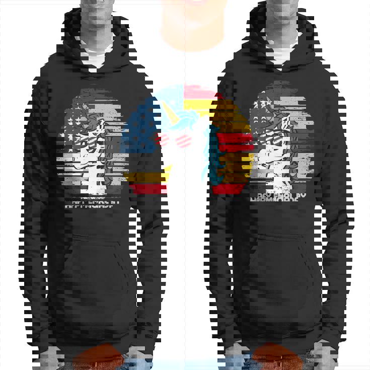 Memorial Day Fathers Vintage Usa Unicorn 4Th Of July Hoodie