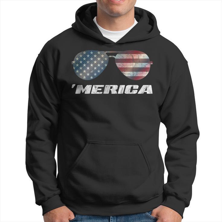 Merica Sunglasses & Us Stars & Stripes Flag 4Th July Hoodie