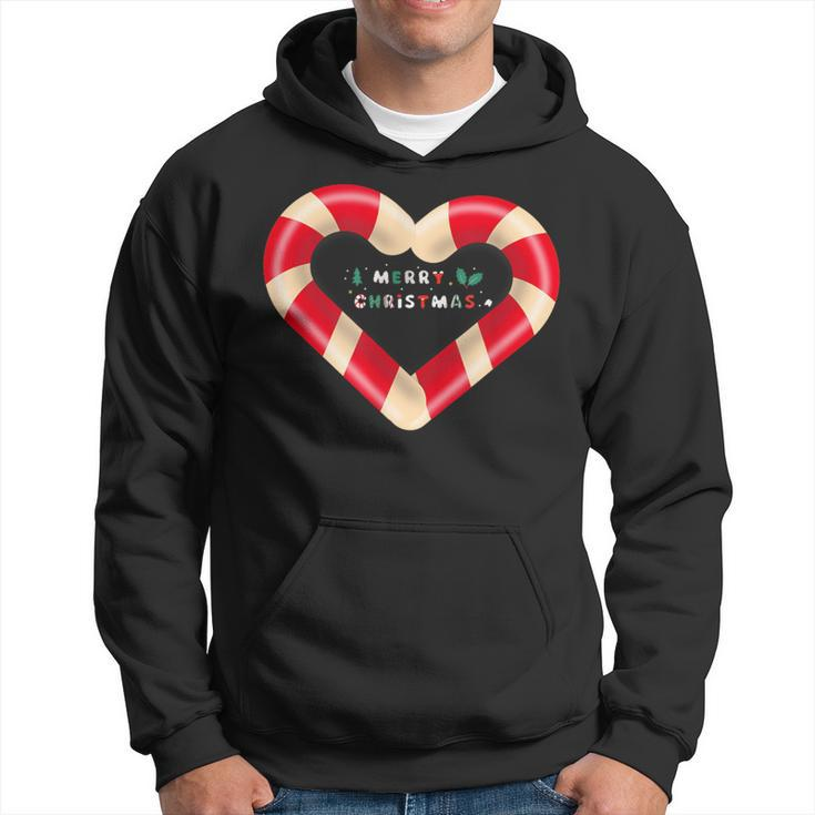 Merry Christmas Candy Cane Hearts Hoodie
